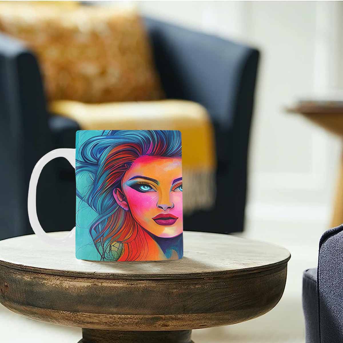 Coffee Mug, tea cup,caucasian Face, design 17