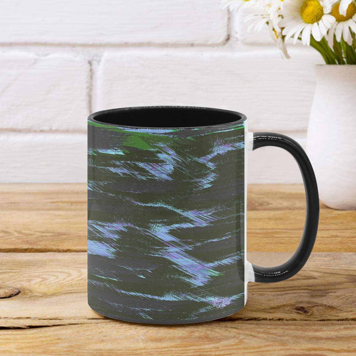 Coffee Mug, tea cup, black core, abstract, design 18