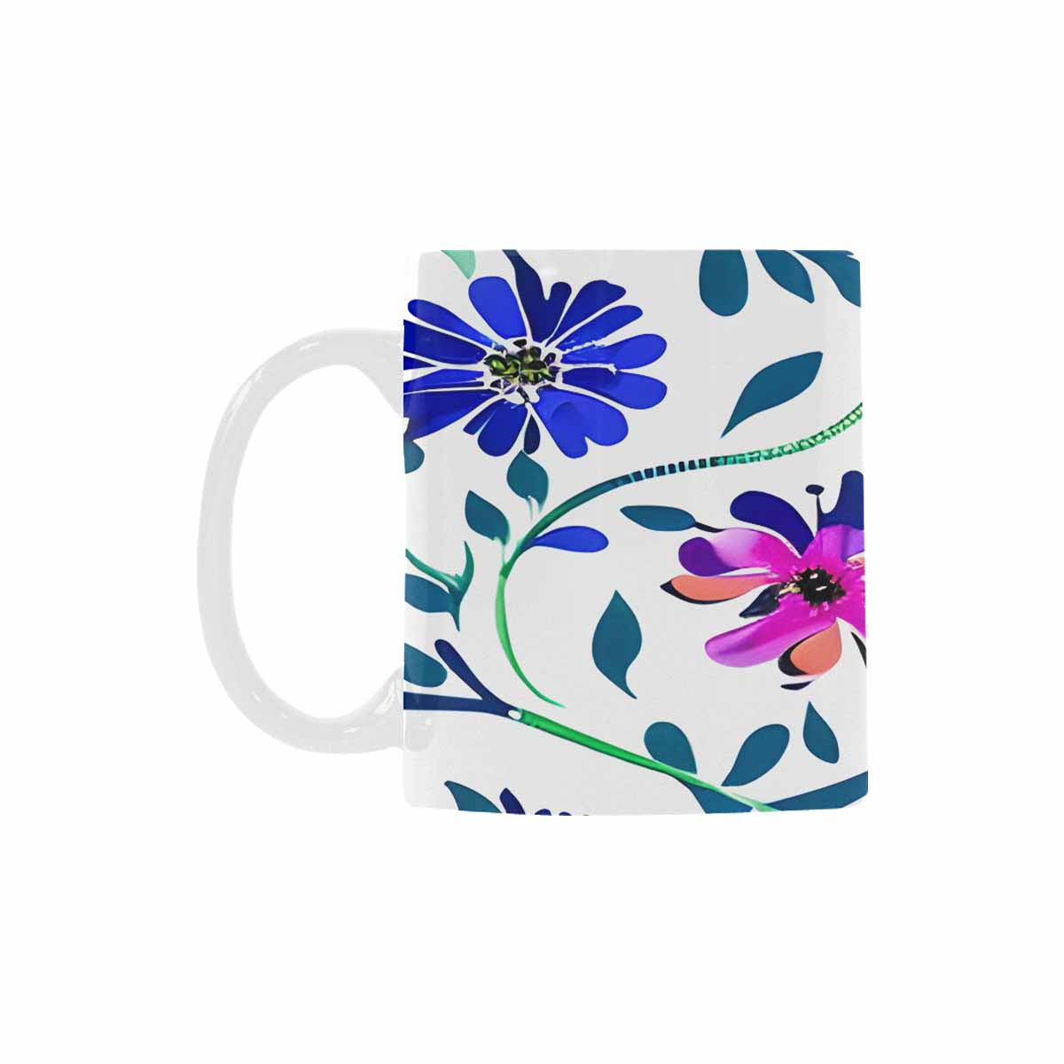 USA made Quality Mug, coffee mug, tea cup, Bright florals, Set 1, Design 129