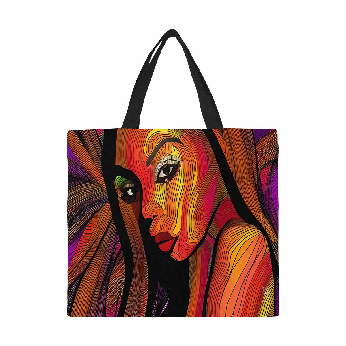 Canvas tote bag, Large, Black Faces, Set 1, design 41