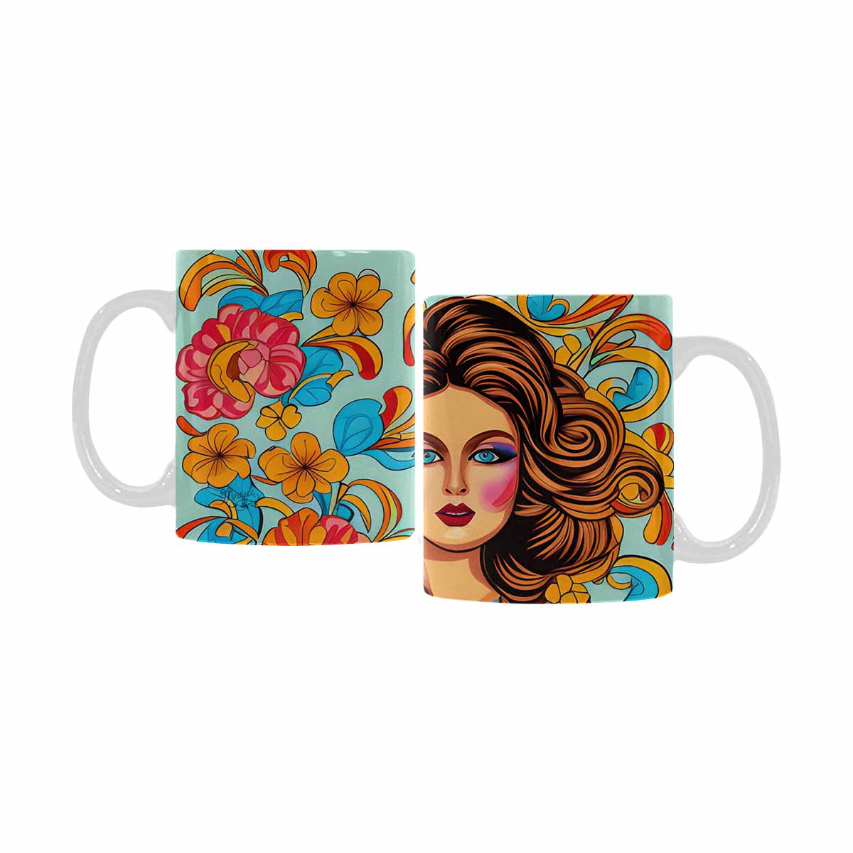 Coffee Mug, tea cup,caucasian Face, design 39