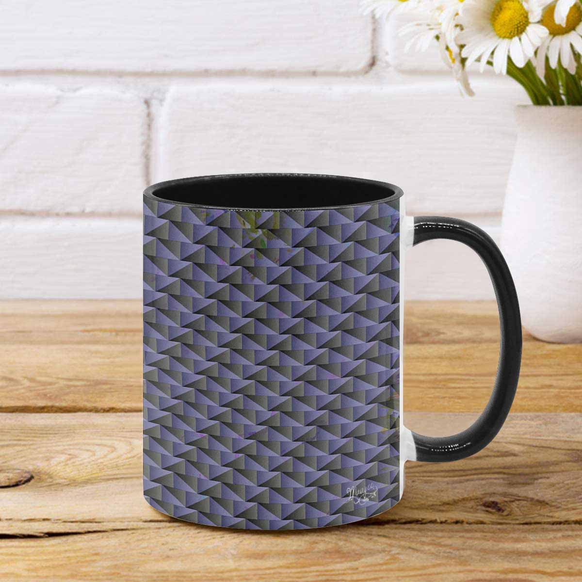 Coffee Mug, tea cup, black core, abstract, design 81