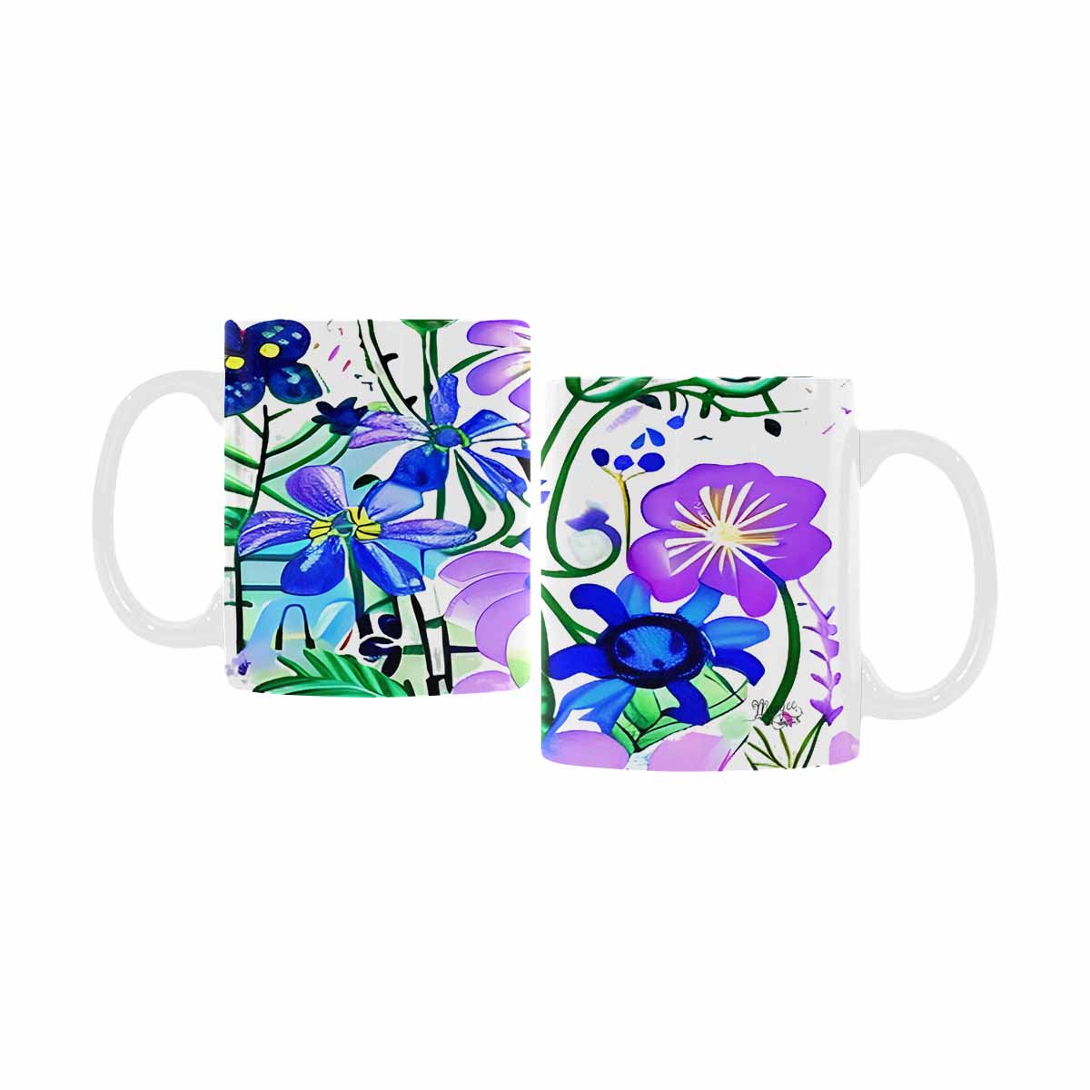 USA made Quality Mug, coffee mug, tea cup, Bright florals, Set 1A, Design 43