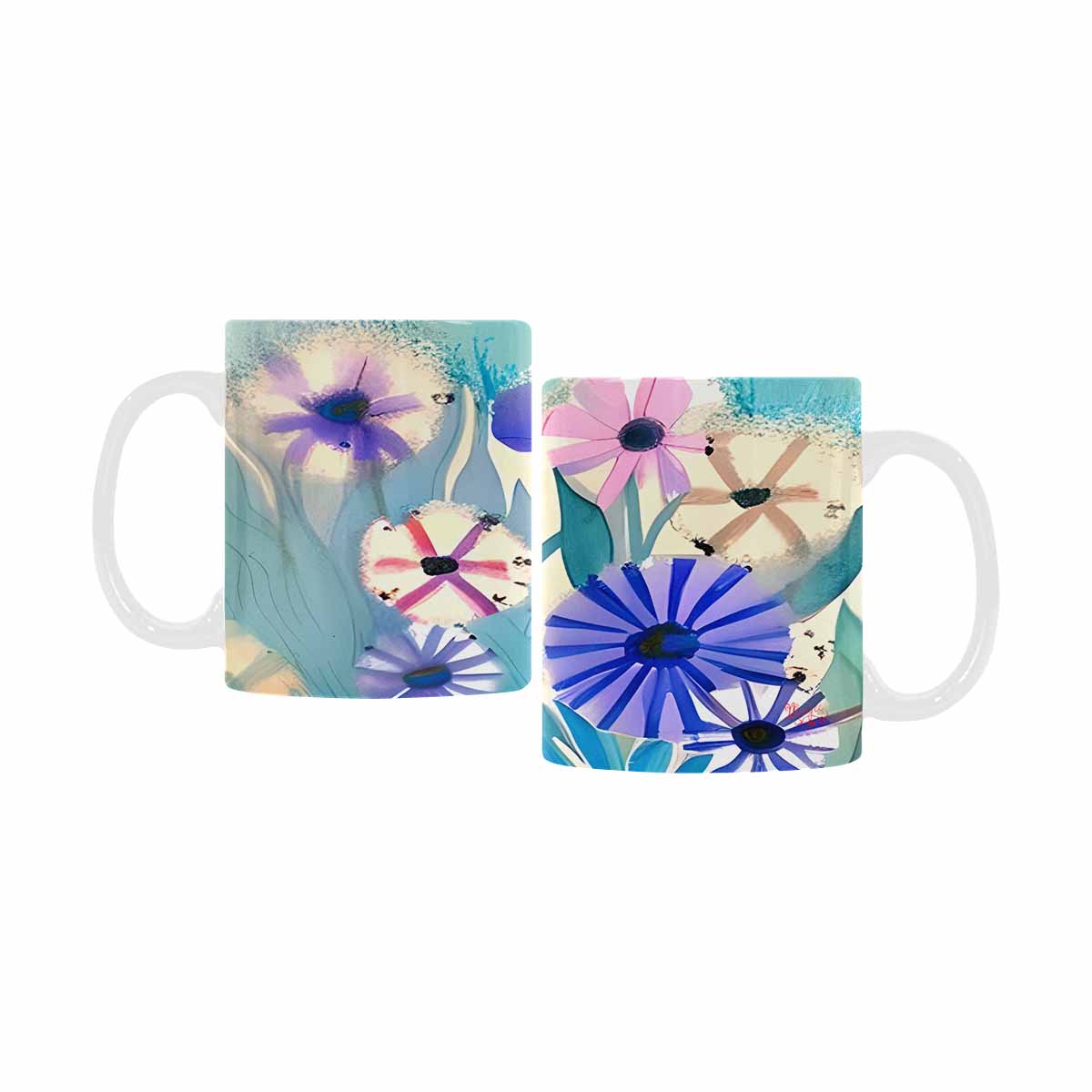 USA made Quality Mug, coffee mug, tea cup, Bright florals, Set 1, Design 48