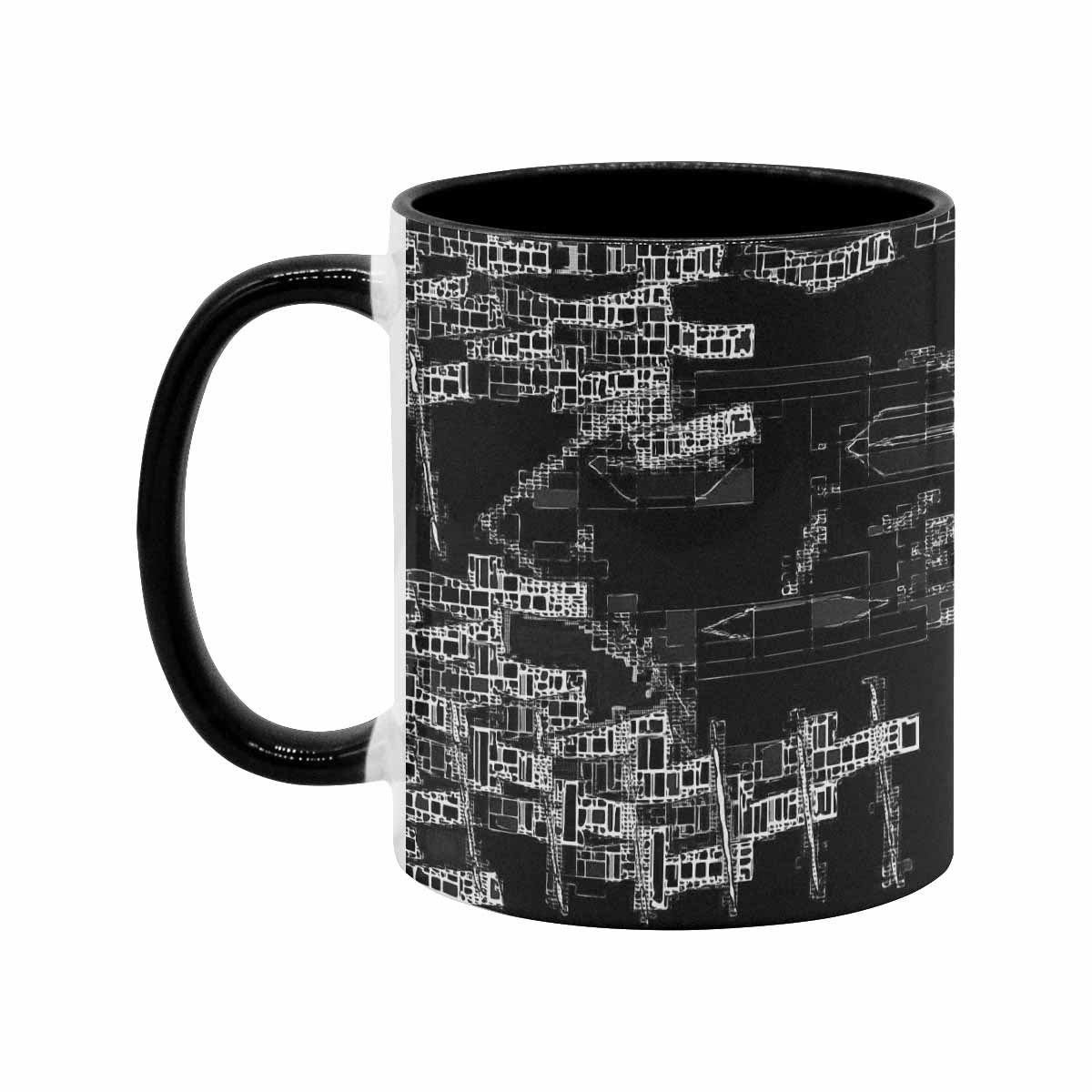 Coffee Mug, tea cup, black core, abstract, design 127