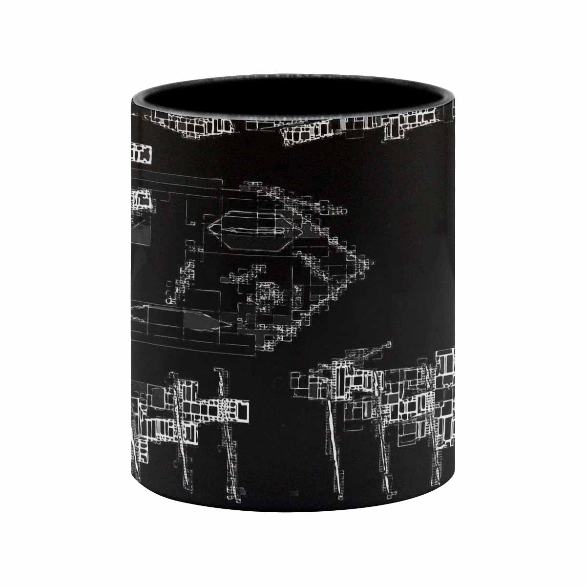 Coffee Mug, tea cup, black core, abstract, design 127