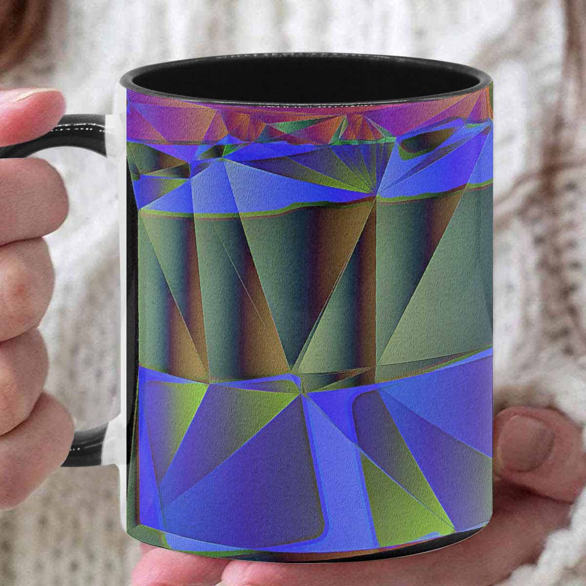 Coffee Mug, tea cup, black core, abstract, design 31