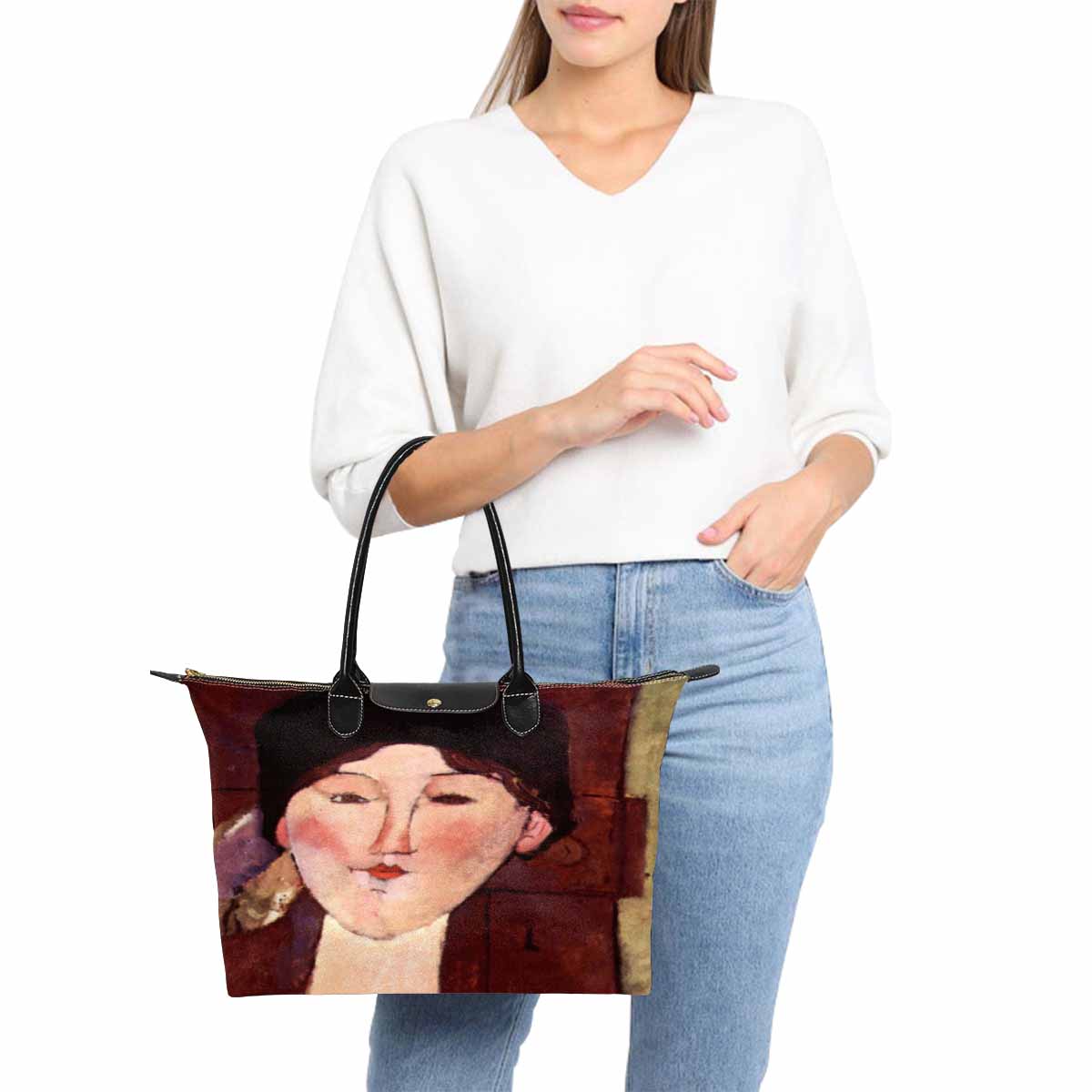 Classic handbag, Modigliani design, choice of 2 colors, Portrait of Beatrice Hastings