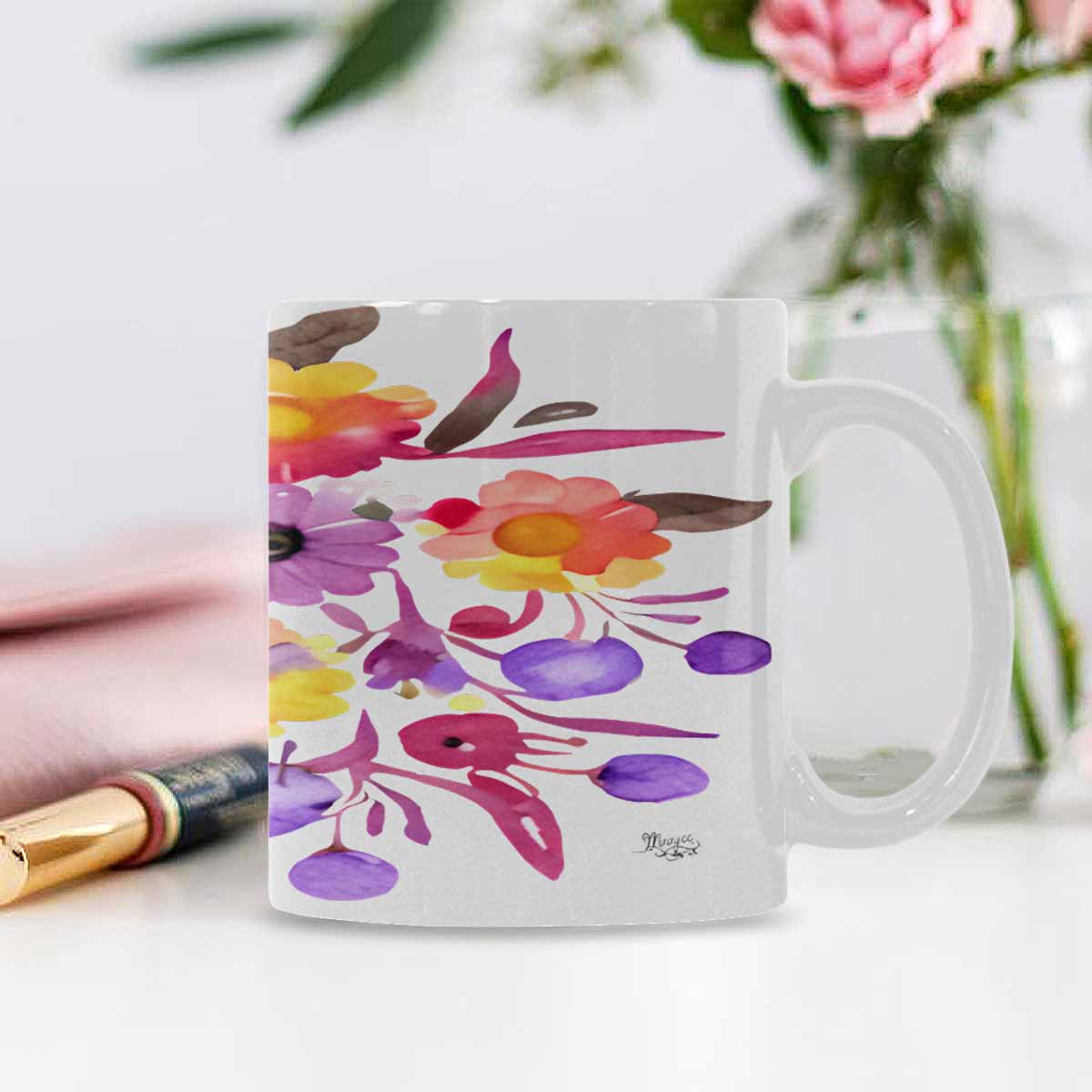 Quality Mug, coffee mug, tea cup, Bright florals, Set 2, design 36