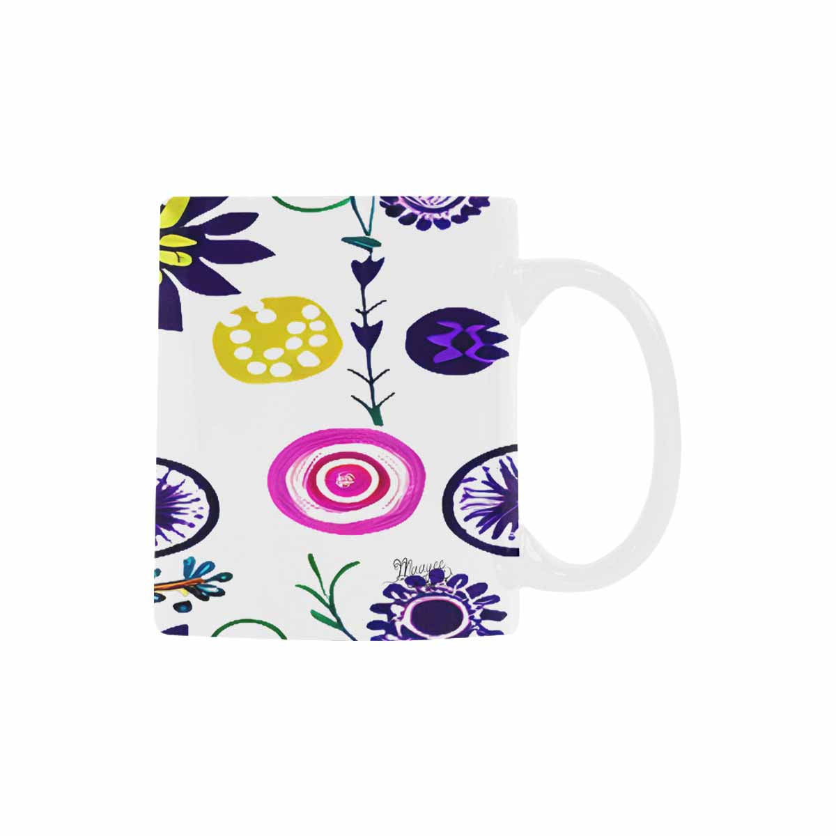 USA made Quality Mug, coffee mug, tea cup, Bright florals, Set 1A, Design 134