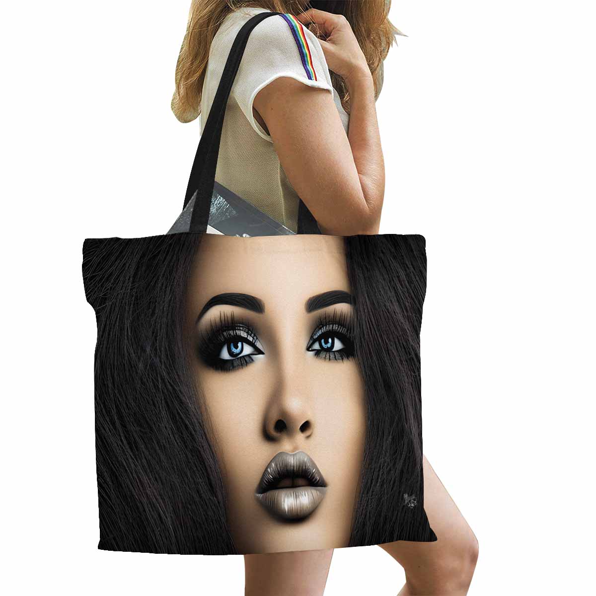 Canvas tote bag, Large, Black Faces, Set 1, design 30