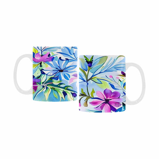 USA made Quality Mug, coffee mug, tea cup, Bright florals, Set 1, Design 14