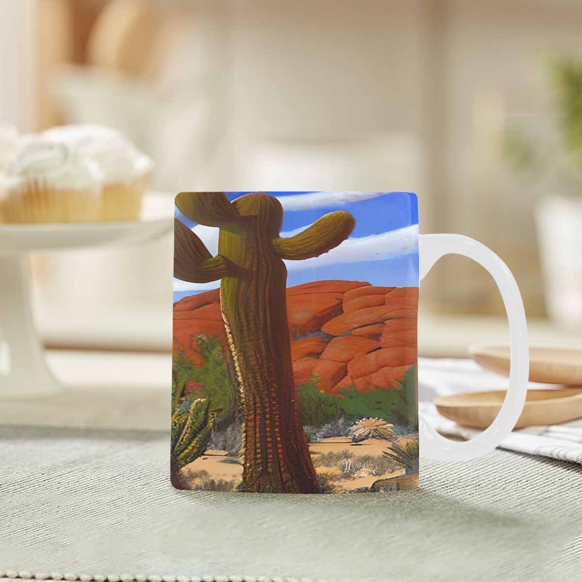 Coffee Mug, tea cup, desert scene, design 14