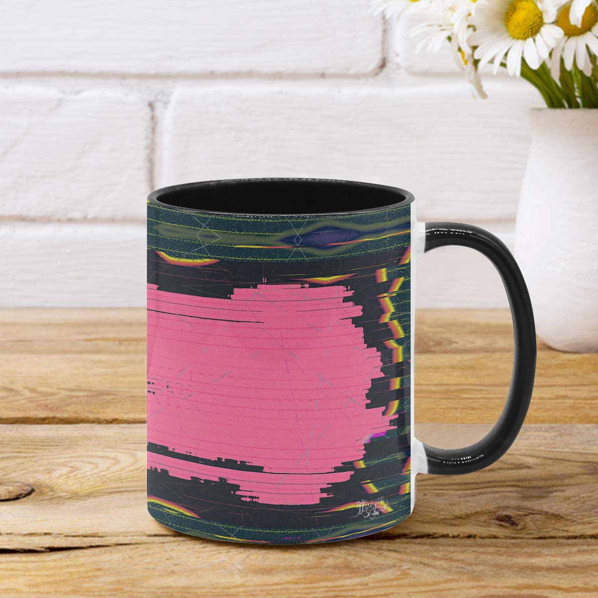 Coffee Mug, tea cup, black core, abstract, design 15