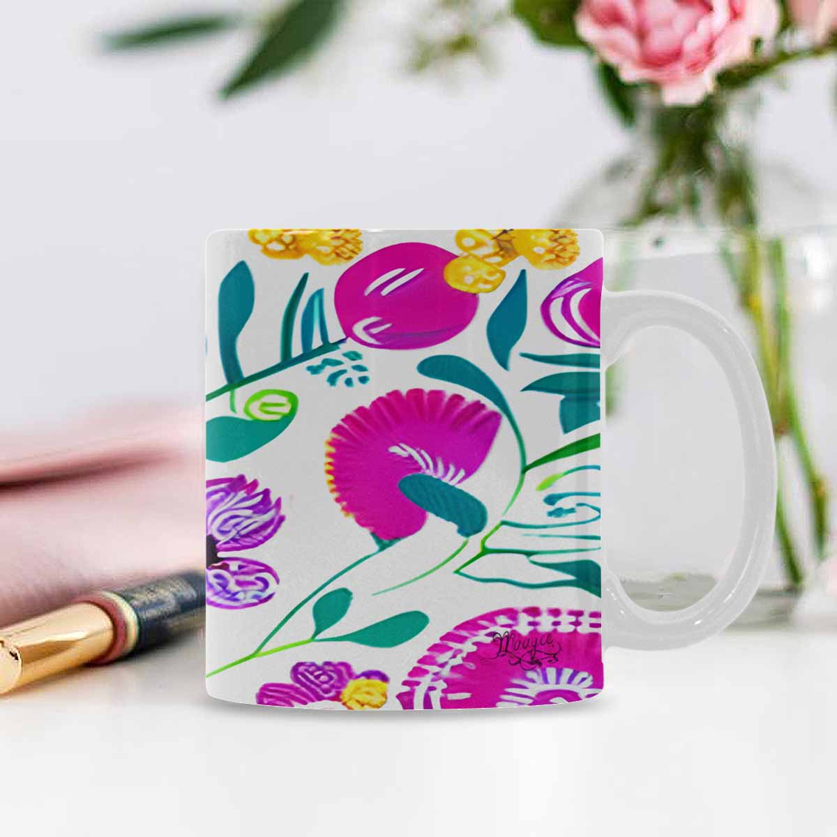 Quality Mug, coffee mug, tea cup, Bright florals, Set 1, Design 132