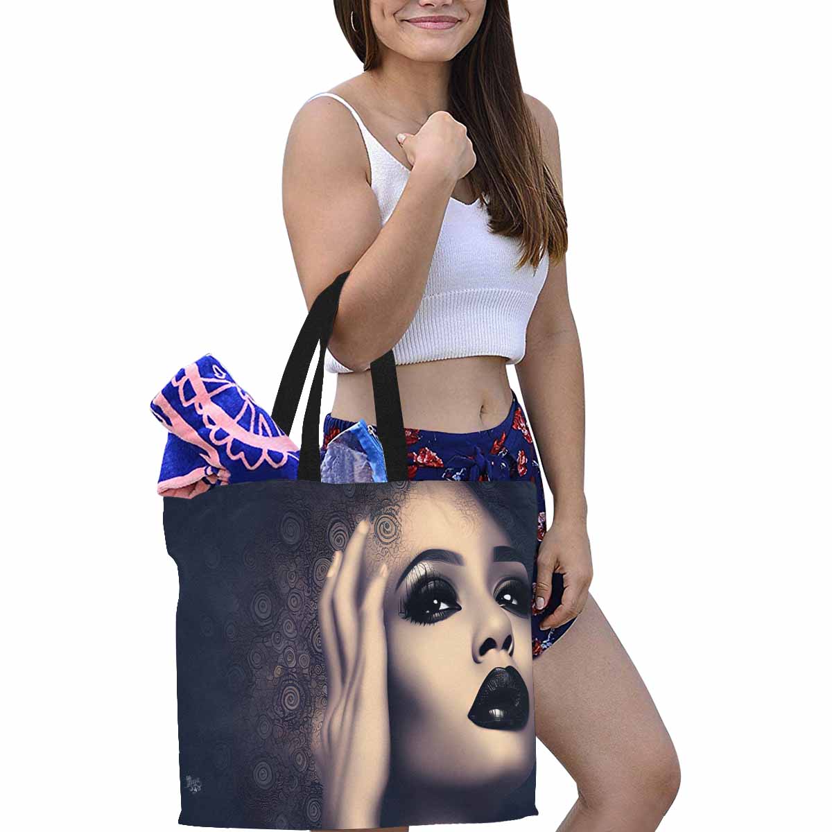 Canvas tote bag, Large, Black Faces, Set 1, design 62