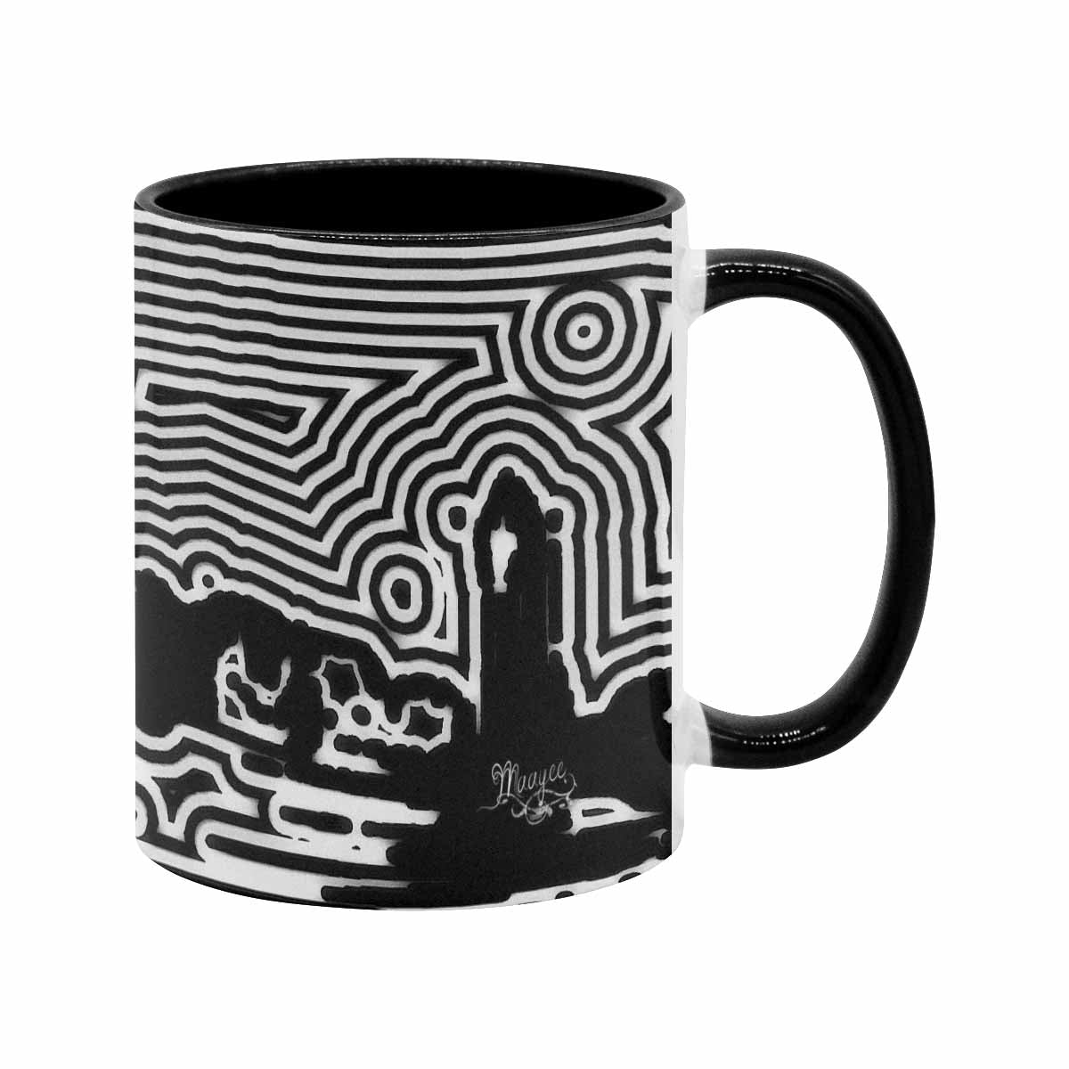 Coffee Mug, tea cup, black core, abstract, design 36