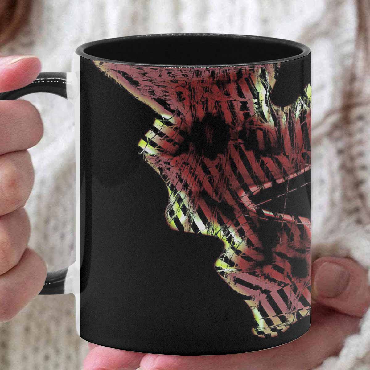 Coffee Mug, tea cup, black core, abstract, design 116