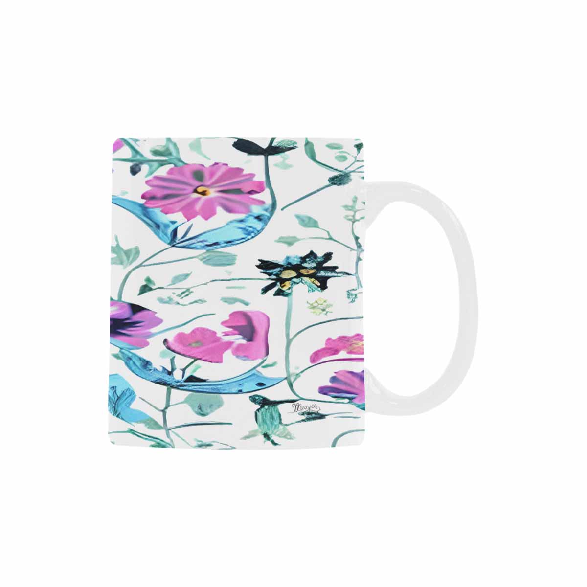 USA made Quality Mug, coffee mug, tea cup, Bright florals, Set 2, design 30