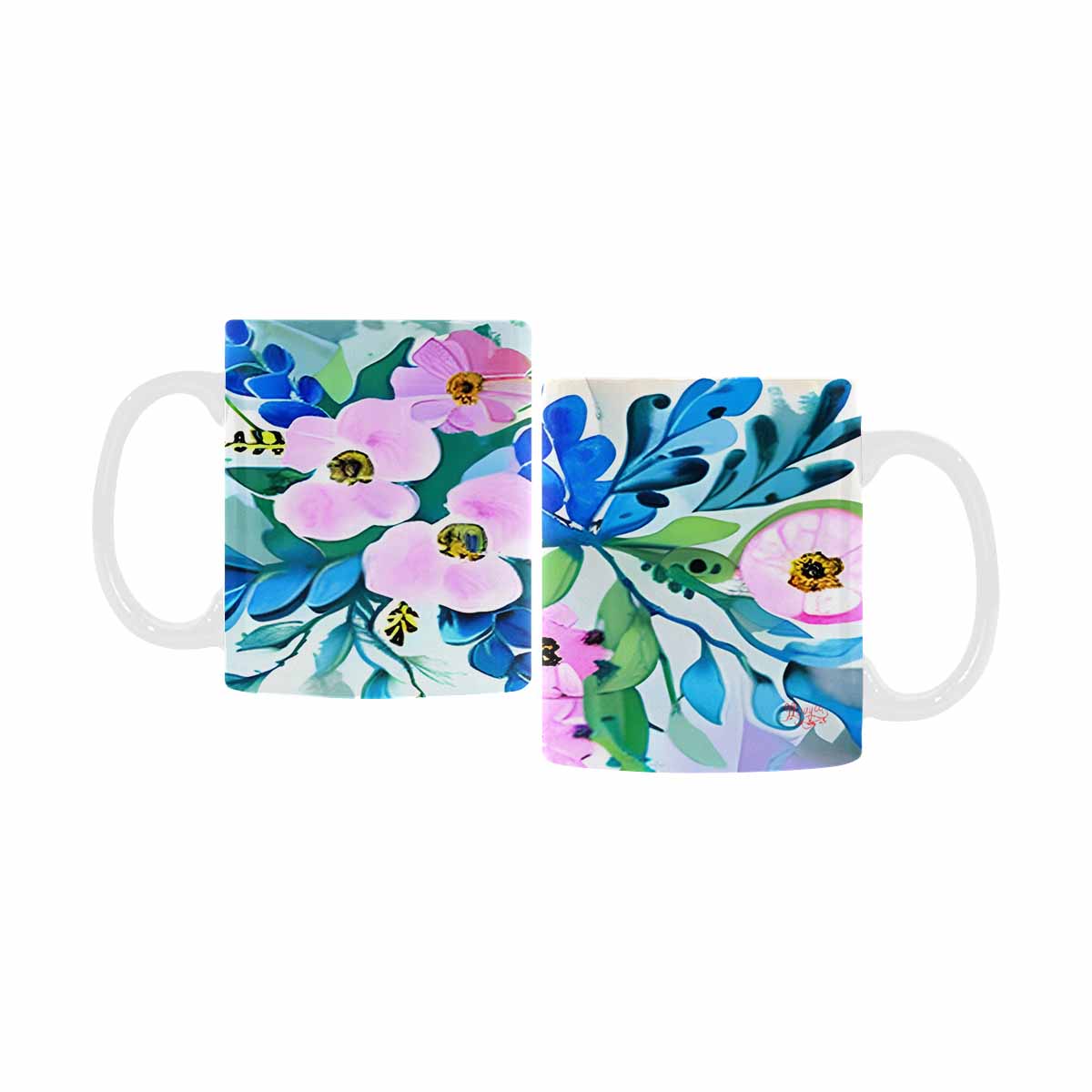 USA made Quality Mug, coffee mug, tea cup, Bright florals, Set 1, Design 5