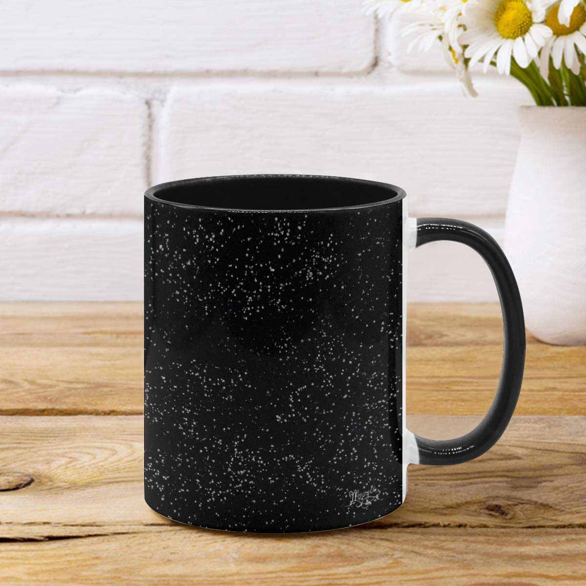 Coffee Mug, tea cup, black core, abstract, design 112