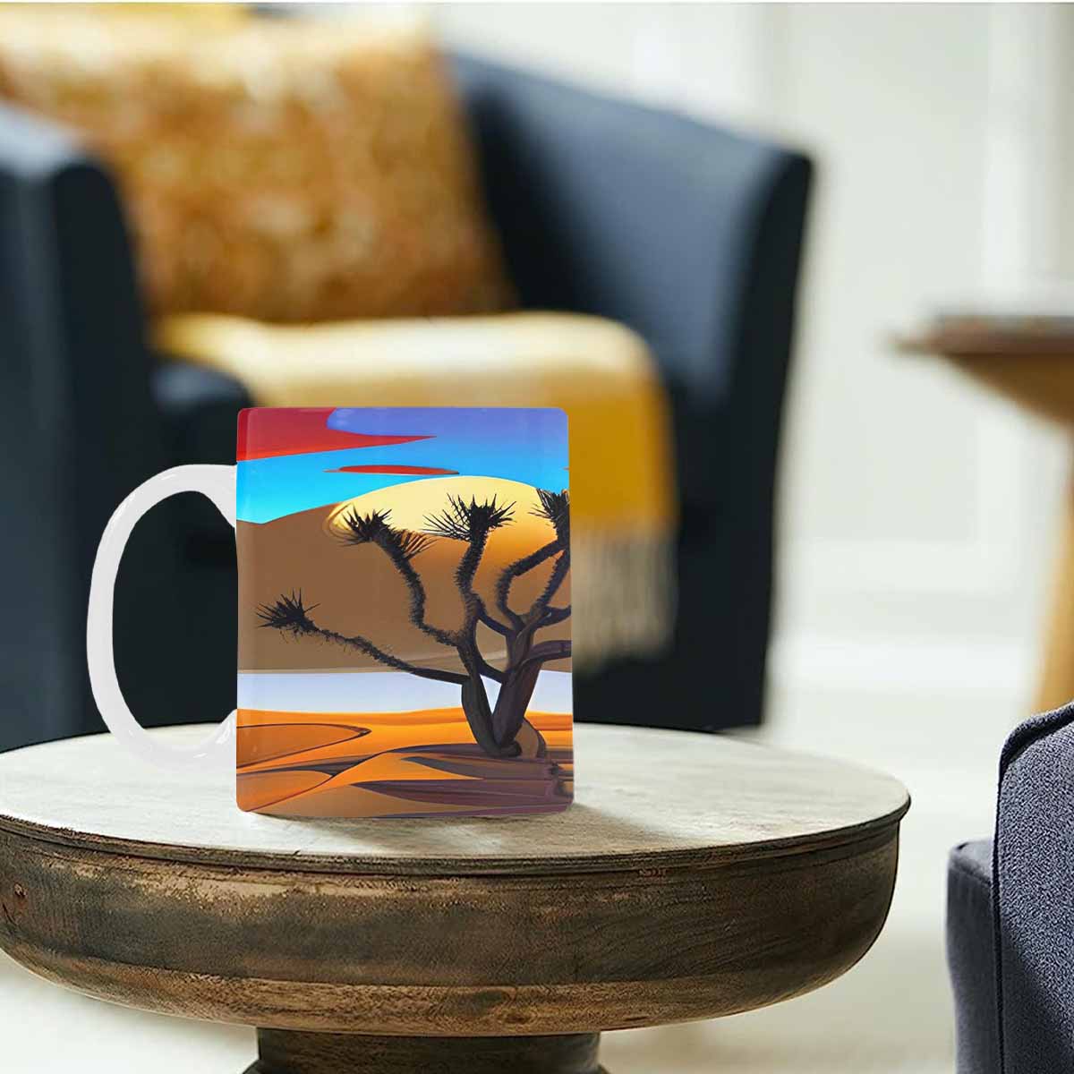 Coffee Mug, tea cup, desert scene, design 86