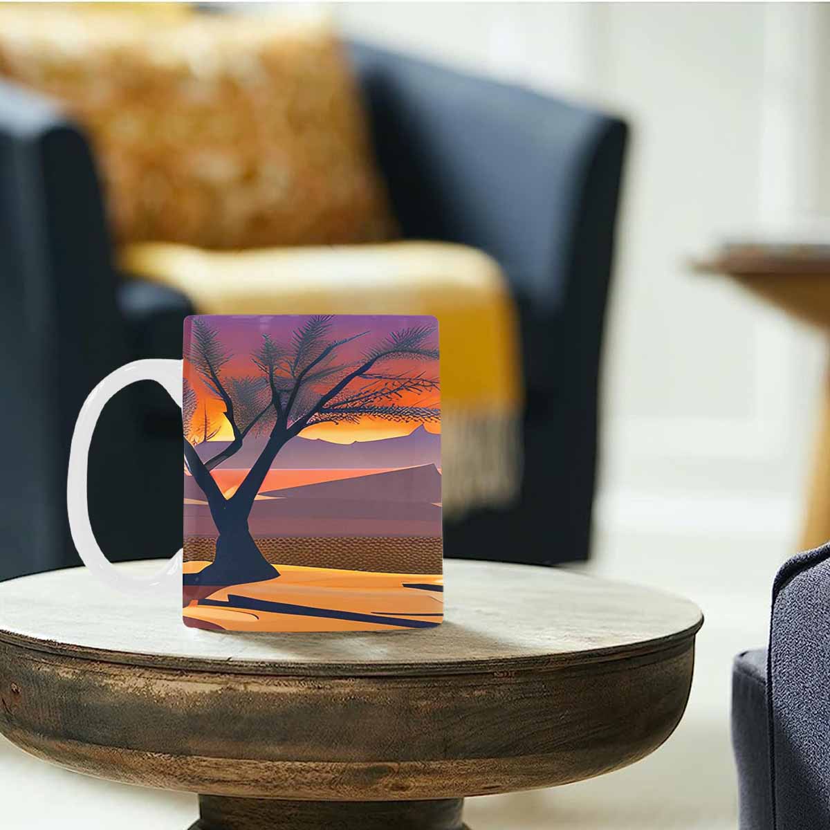 Coffee Mug, tea cup, desert scene, design 59