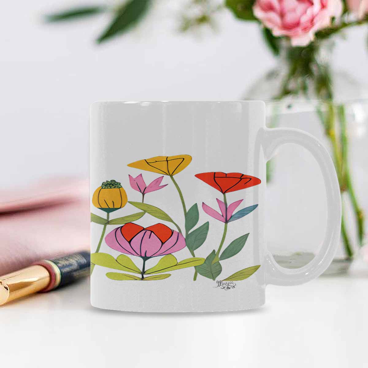 Quality Mug, coffee mug, tea cup, Bright florals, Set 2, design 47
