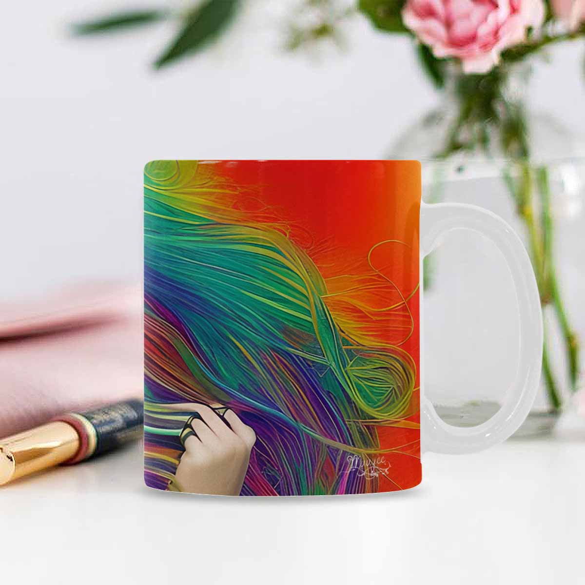 USA, Color Coffee Mug, tea cup, caucasian Face, design 34