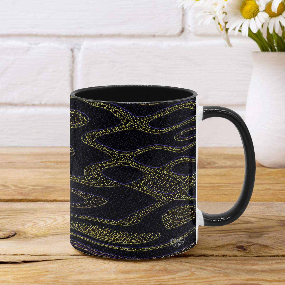 Coffee Mug, tea cup, black core, abstract, design 91