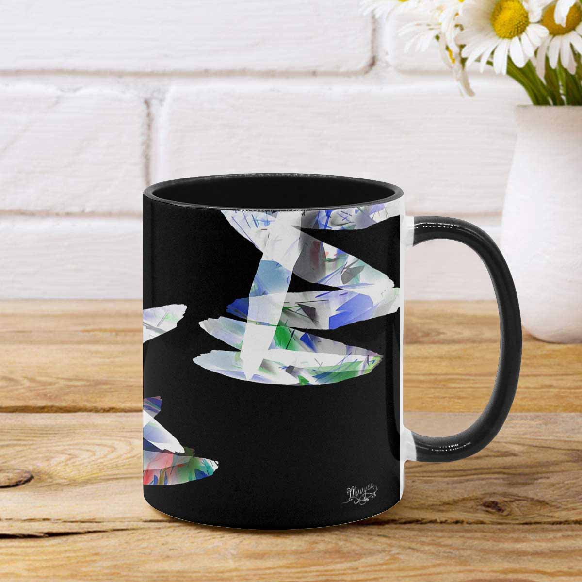 Coffee Mug, tea cup, black core, abstract, design 65