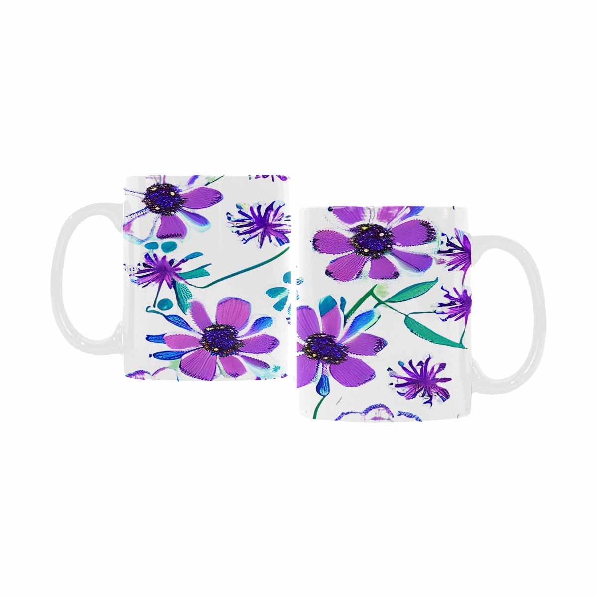 USA made Quality Mug, coffee mug, tea cup, Bright florals, Set 1A, Design 143