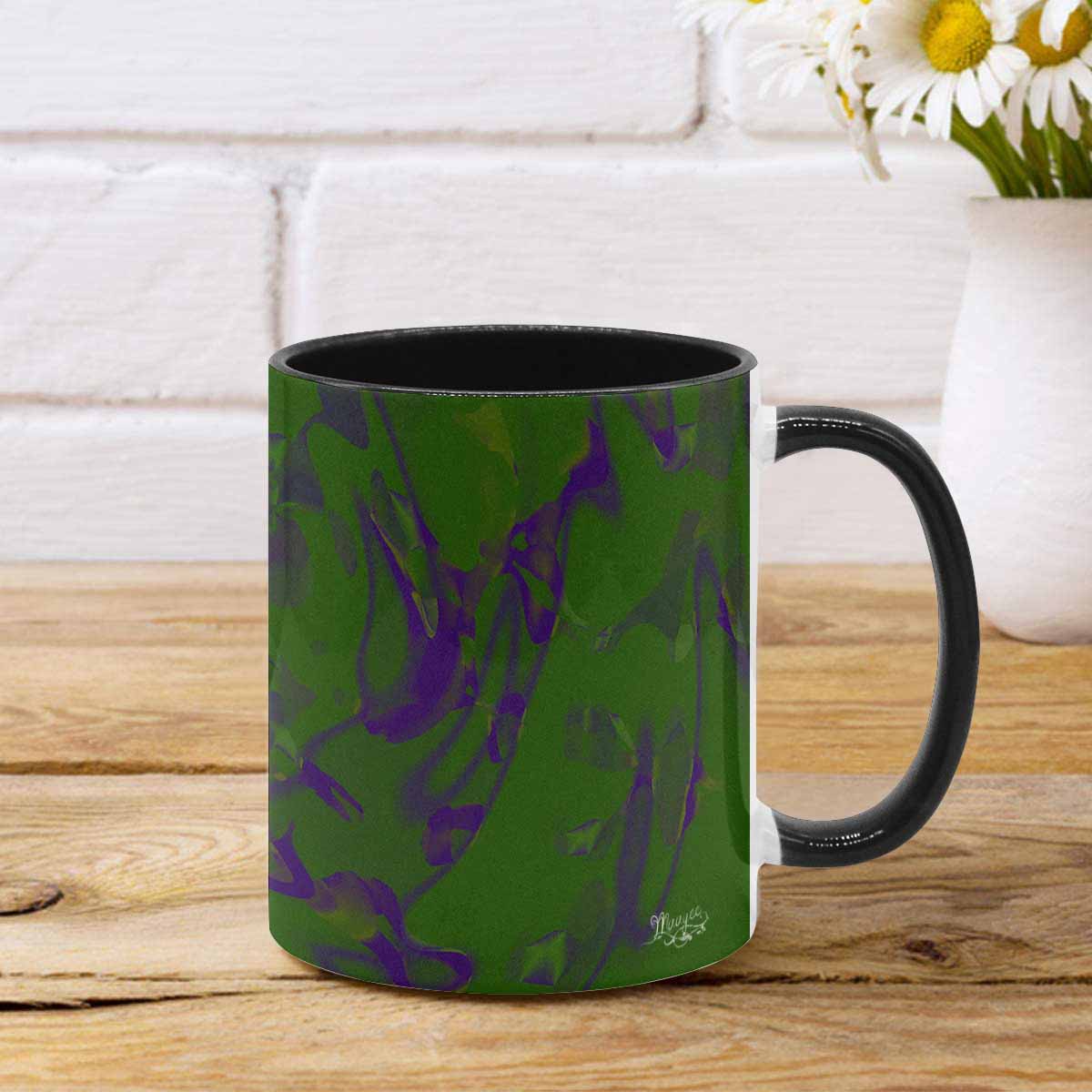 Coffee Mug, tea cup, black core, abstract, design 21