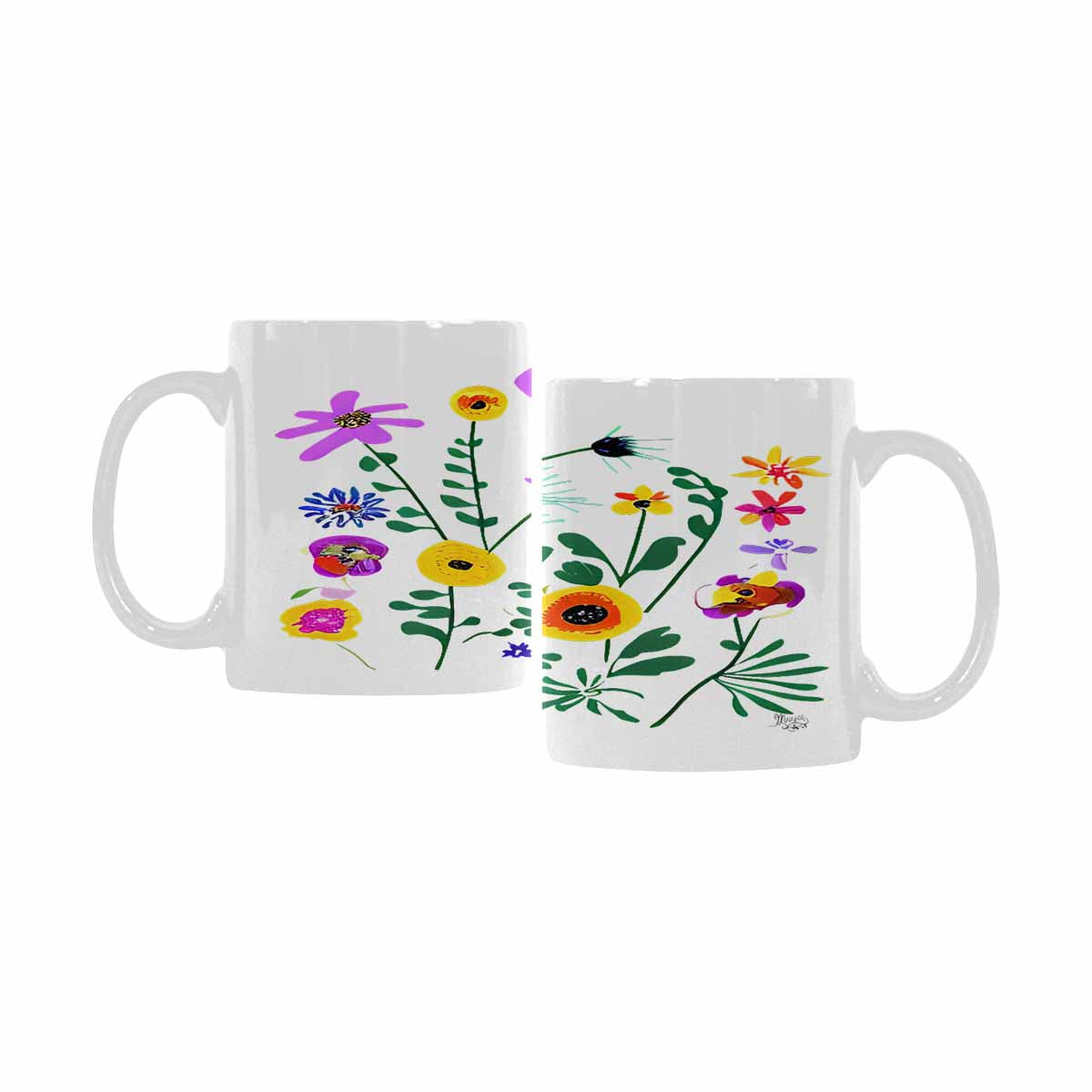 Quality Mug, coffee mug, tea cup, Bright florals, Set 2, design 72