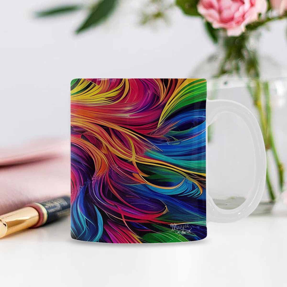 USA, Color Coffee Mug, tea cup, caucasian Face, design 33