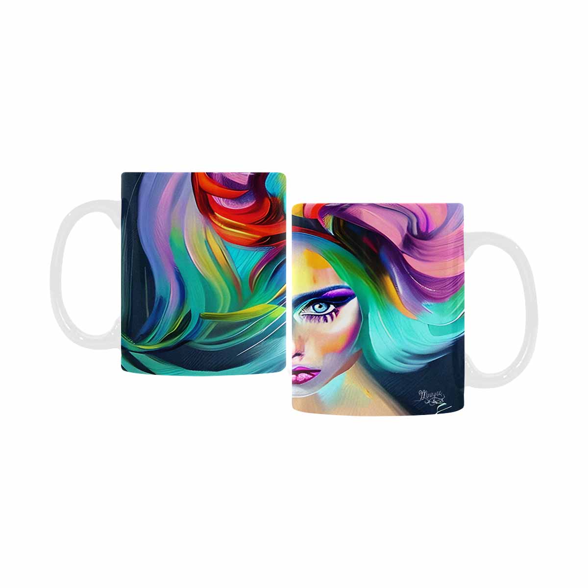 USA, Color Coffee Mug, tea cup, caucasian Face, design 2