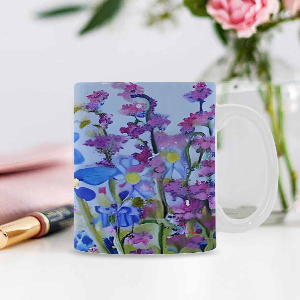 USA made Quality Mug, coffee mug, tea cup, Bright florals, Set 1, Design 94