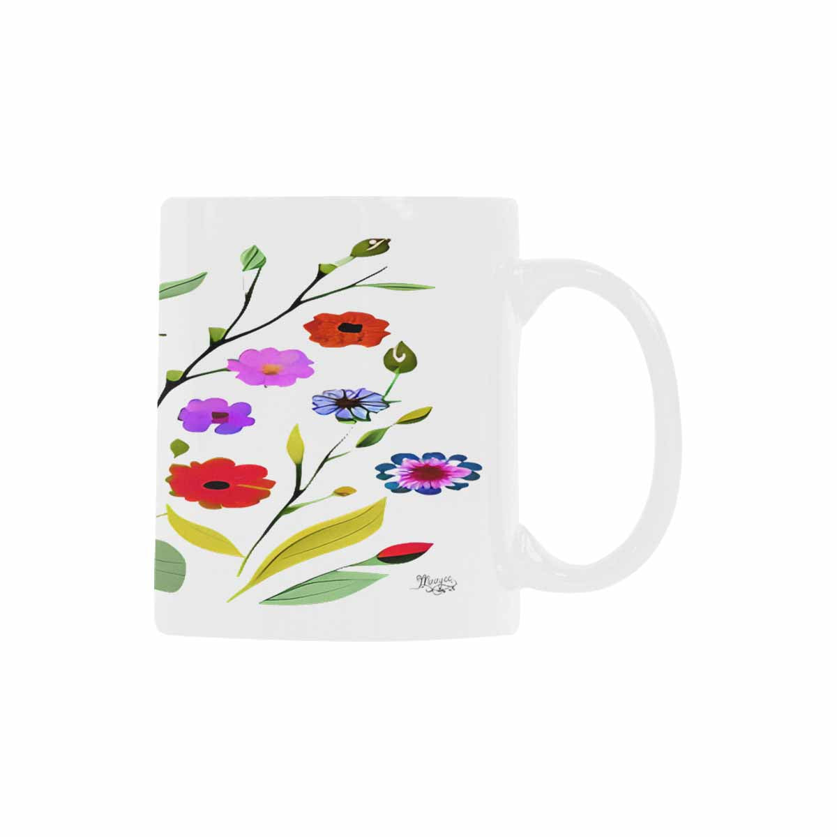 USA made Quality Mug, coffee mug, tea cup, Bright florals, Set 2, design 76