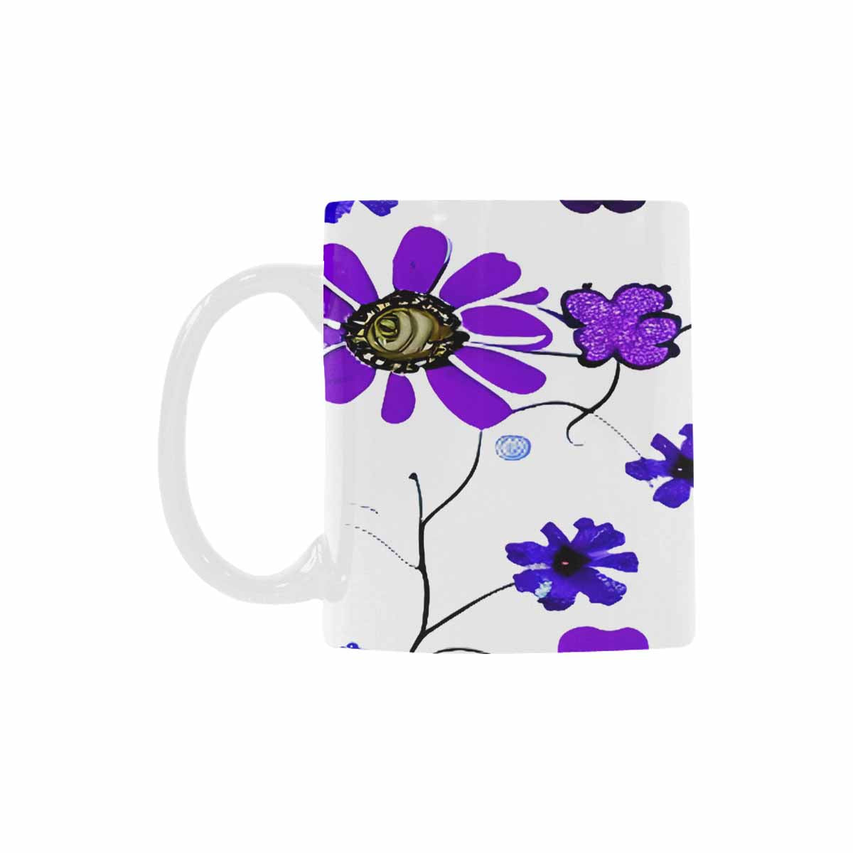 USA made Quality Mug, coffee mug, tea cup, Bright florals, Set 1A, Design 137