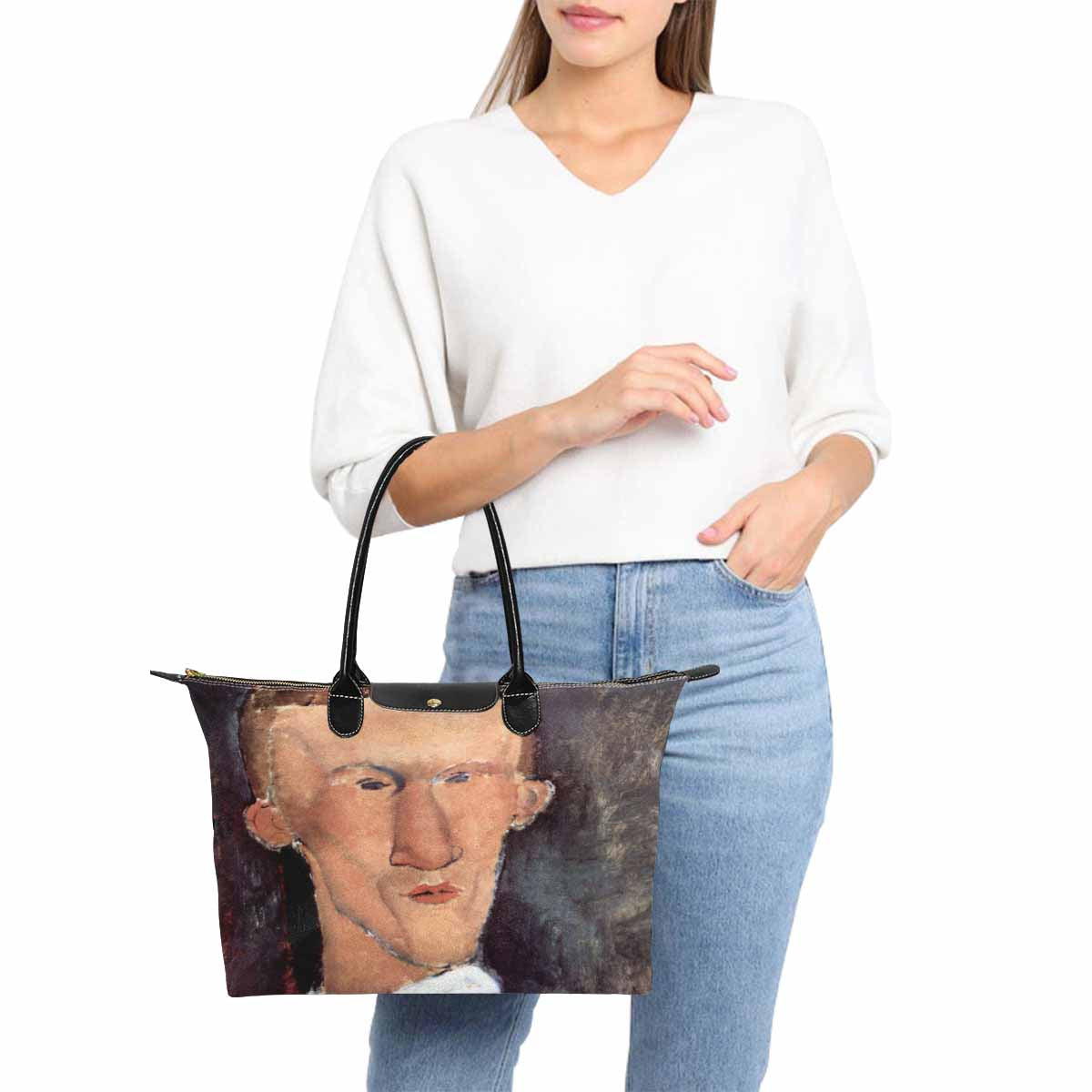 Classic handbag, Modigliani design, choice of 2 colors, Portrait of Cendras