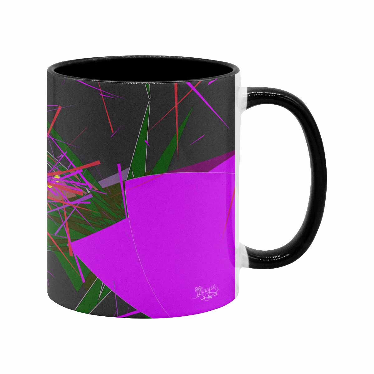 Coffee Mug, tea cup, black core, abstract, design 13