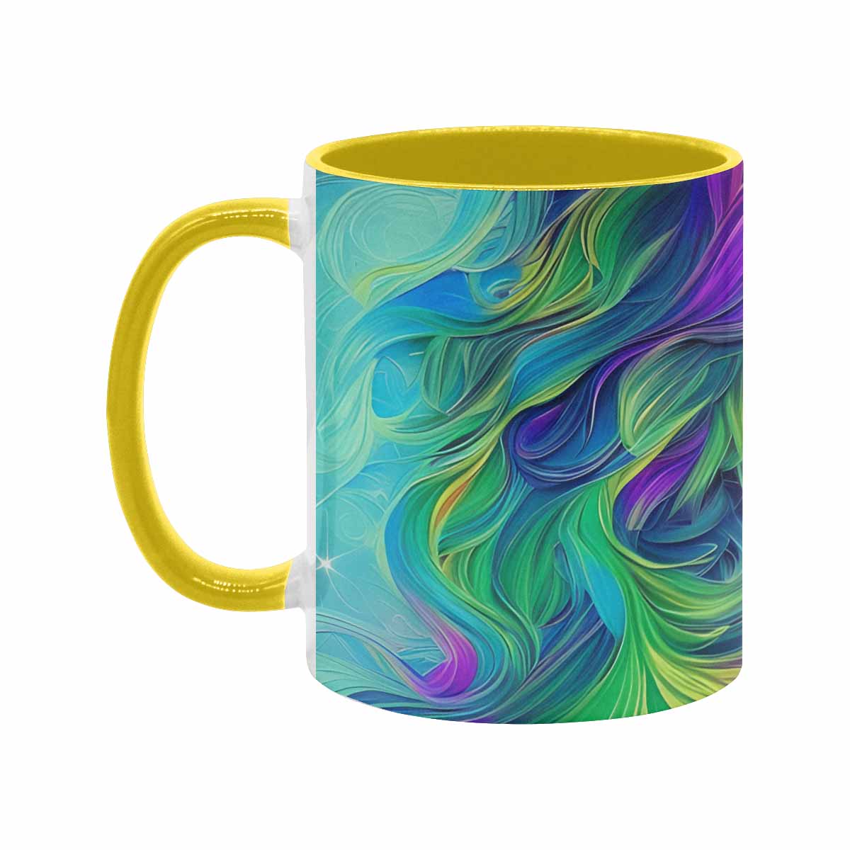 Coffee mug, tea cup, multicolor mug, caucasian type face, design 29