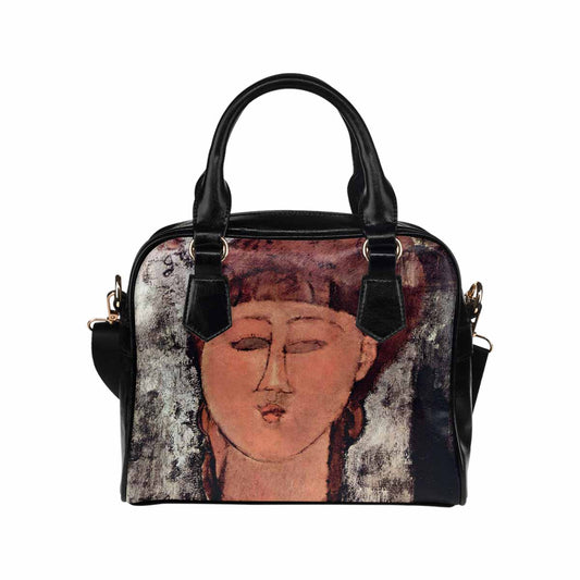 Shoulder PU Leather handbag, Modigliani design, choice of 2 colors, Enfant Gras