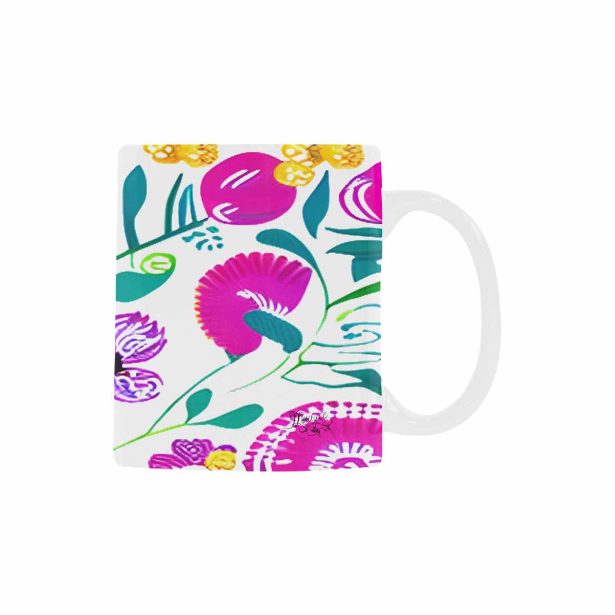 USA made Quality Mug, coffee mug, tea cup, Bright florals, Set 1A, Design 132