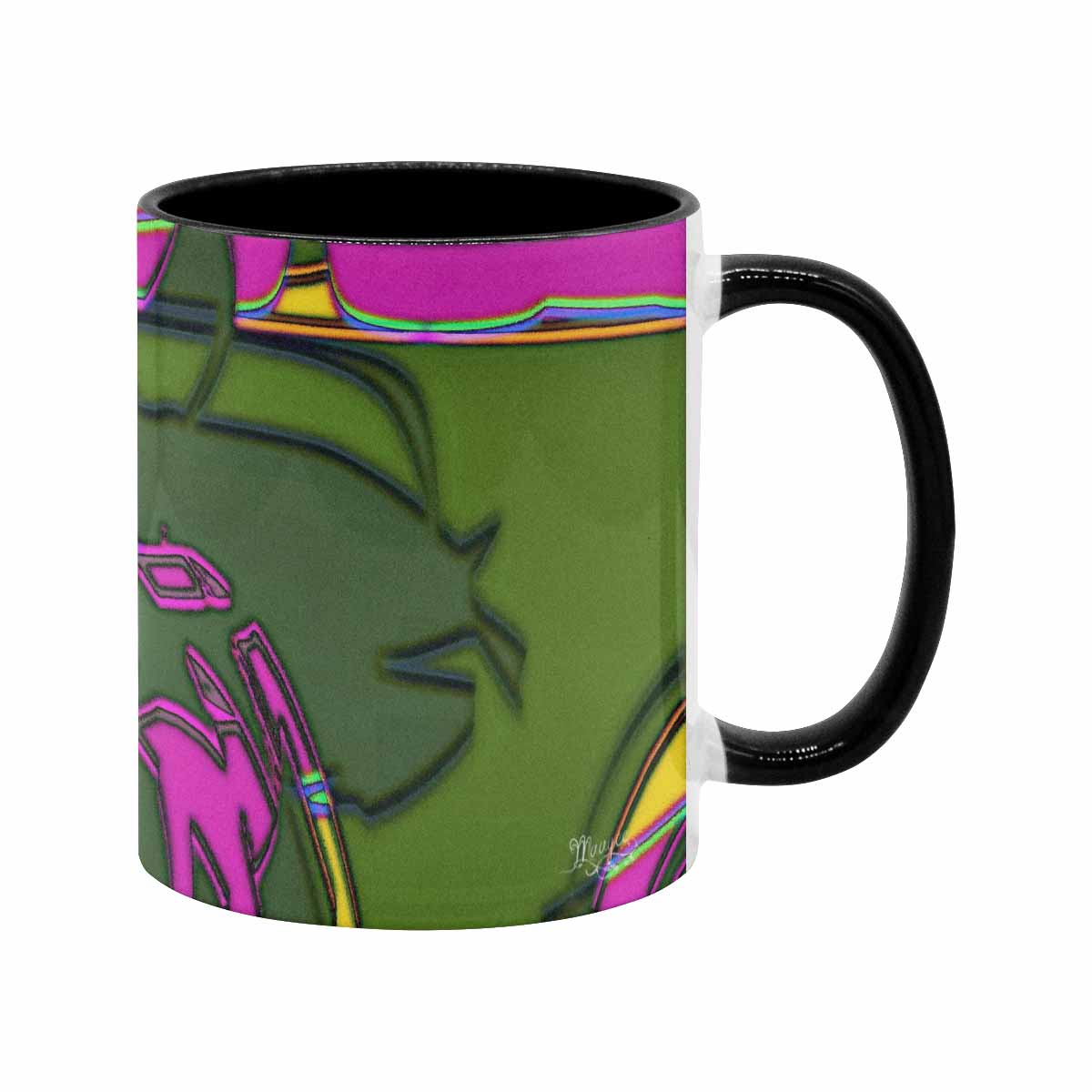 Coffee Mug, tea cup, black core, abstract, design 138