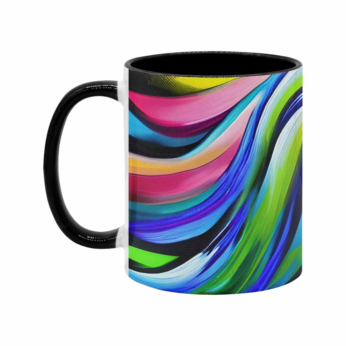 Coffee mug, tea cup, multicolor mug, caucasian type face, design 25