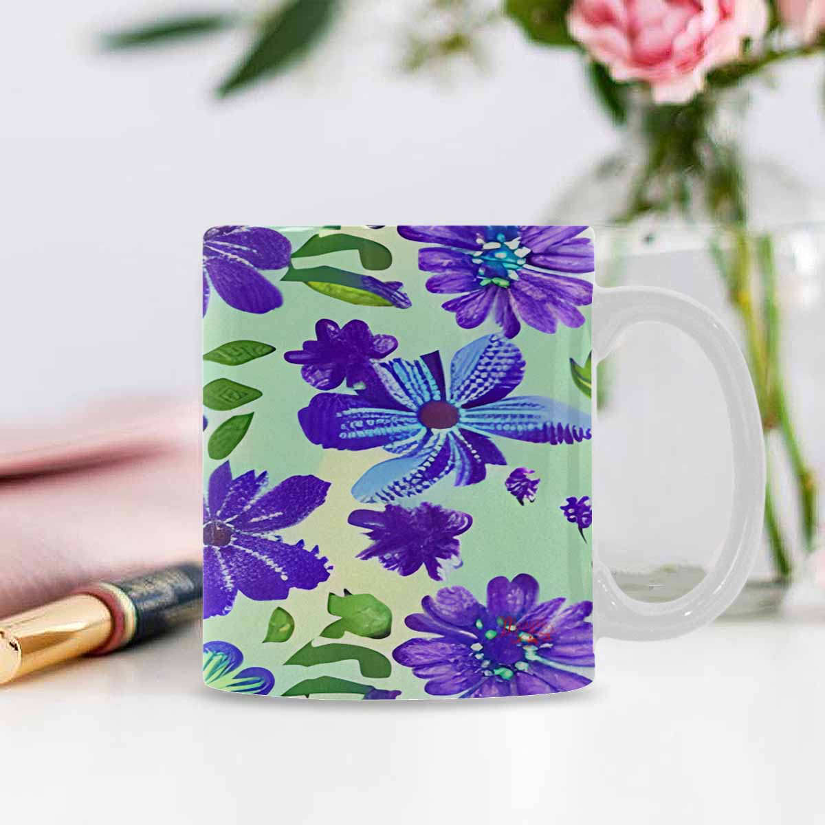 Quality Mug, coffee mug, tea cup, Bright florals, Set 1, Design 140