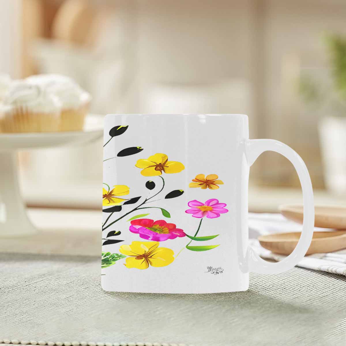 Quality Mug, coffee mug, tea cup, Bright florals, Set 2, design 88