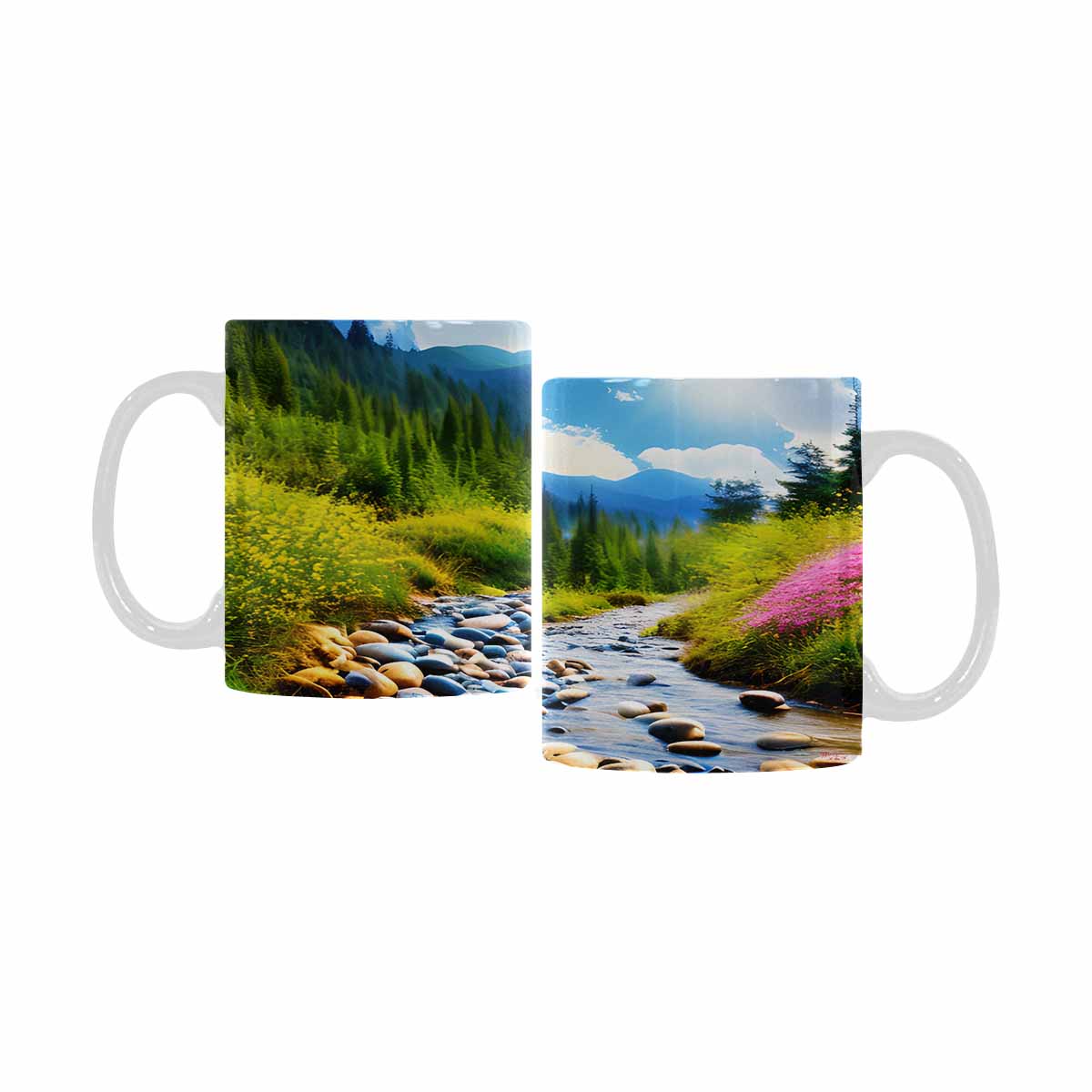 Rivers & Mountains Landscape mugs, set 1 design 13