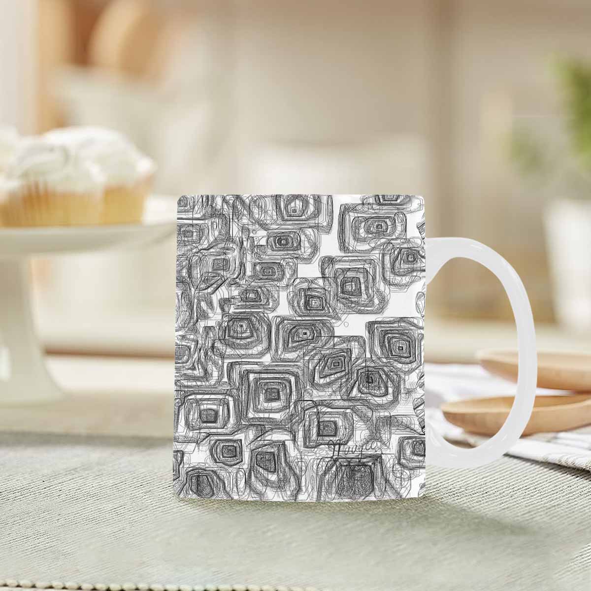 Quality Mug, coffee mug, tea cup, B & W Abstract, Set 1, design 66